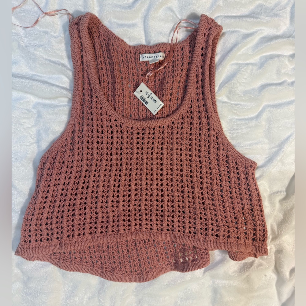 Aeropostale Coral Knit Sleeveless Crop Top
